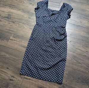 The Pretty Dress Company Vintage Retro Midi Blue Polka Dot Dress‎ Size 16